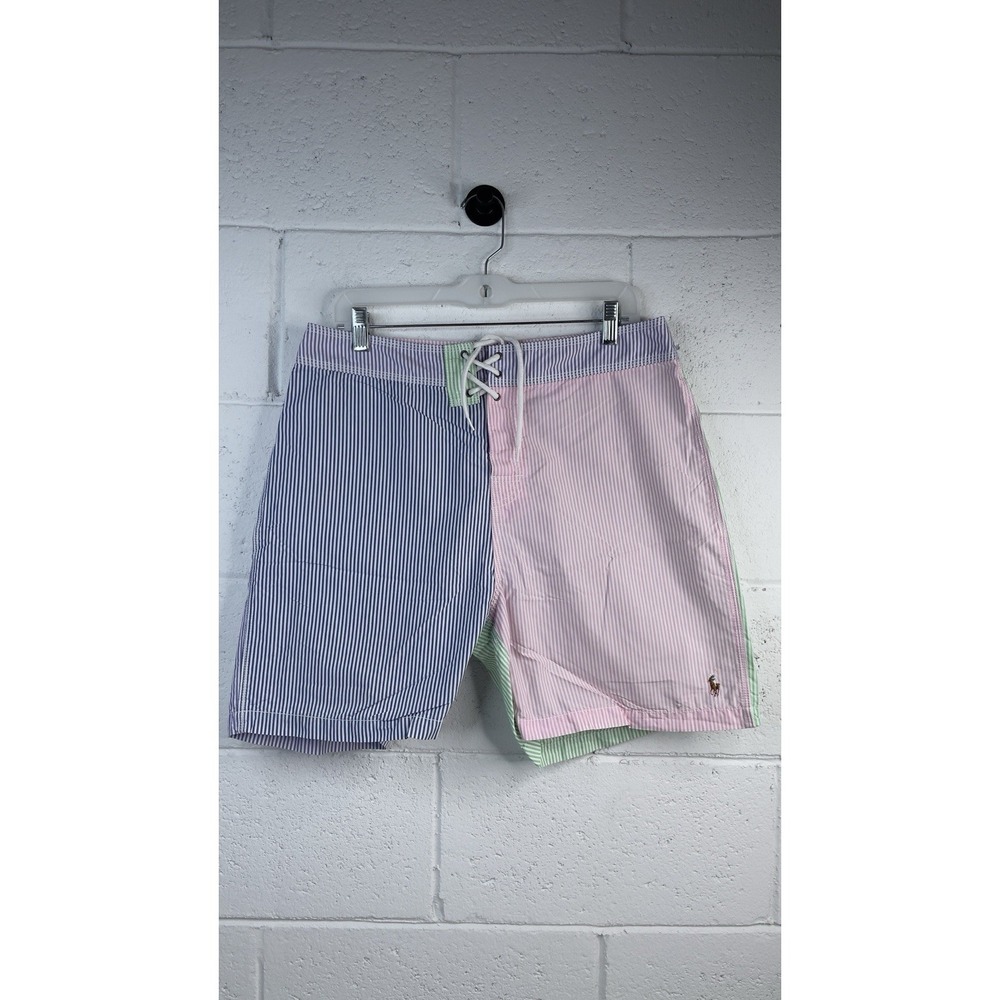 Polo Ralph Lauren Swim Trunks Mens 32 Striped Multicolor Mesh Lined Pony Logo